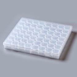 Kunststoffperlen-Sortimentsbox mit 56 losen F&auml;chern, 4 pro Reihe, 21x18x3 cm, 1 Stck