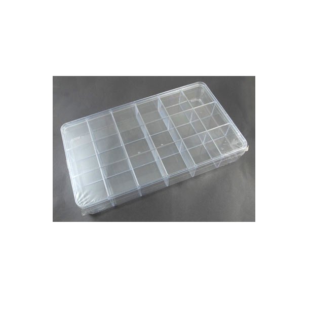 Acrylic assortment box with 18 compartments, 29x16.5x4.7 cm, 1 pc.