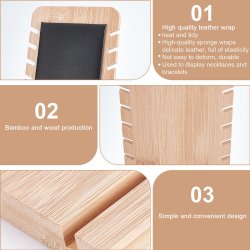 Schmuckst&auml;nder f&uuml;r Halsketten, schwarzes Kunstleder und Holz, 27x10x1 cm, 1 Stck