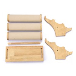 Armbandst&auml;nder mit 3 Reihen, cremefarbenes Kunstwildleder und Holz, 29,5x21x20 cm, 1 Stck