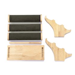 Armbandst&auml;nder mit 3 Reihen, schwarzes Kunstwildleder und Holz, 29,5x21x20 cm, 1 Stck