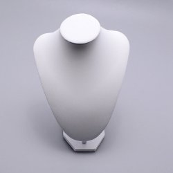 Display stand for necklaces, white faux leather, 25x18x15 cm, 1 pc