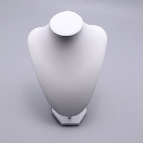 Display stand for necklaces, white faux leather, 25x18x15 cm, 1 pc
