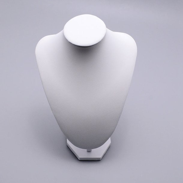 Display stand for necklaces, white faux leather, 25x18x15 cm, 1 pc