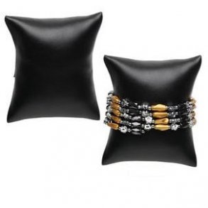 Präsentations-Kissen für Schmuck, schwarzes Kunstleder, 10x8x3 cm, 2 Stk.