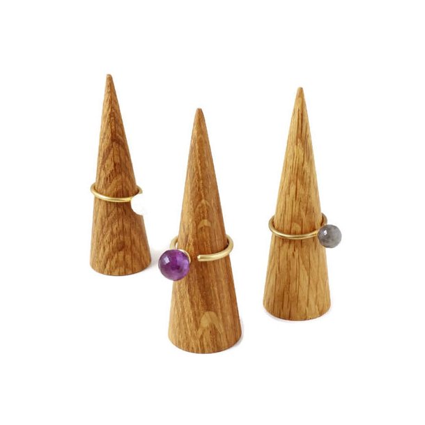 Display cone, Danish oak, for finger rings, 80x28mm, 1pc