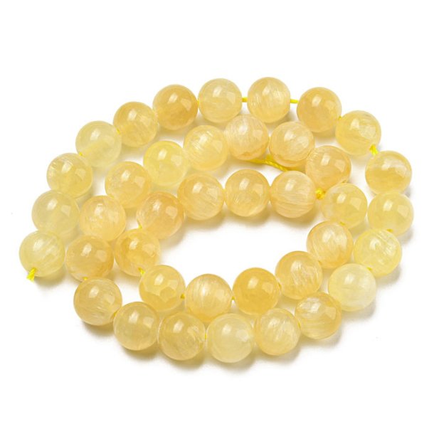 Honey Calcite, yellow, entire strand of beads, round bead, 10mm, 39pcs.