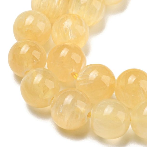 Honey Calcite, pastel yellow, round bead, 8 mm, 6 pcs