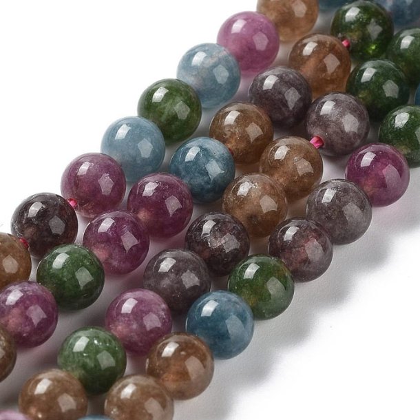 Jade bead, mixed colours, half strand, 6 mm, round, approx. 30 pcs