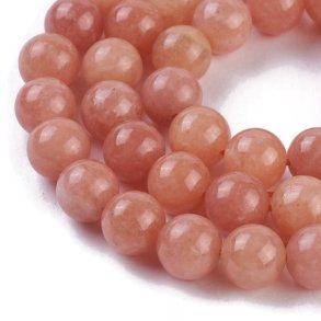 Peach Calcite, round bead, 10 mm, 6 pcs.