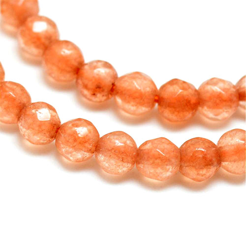 Achat, ganzer Strang, hell orange gefärbt, facettierte Perle, 3 mm, ca. 130 Stk.