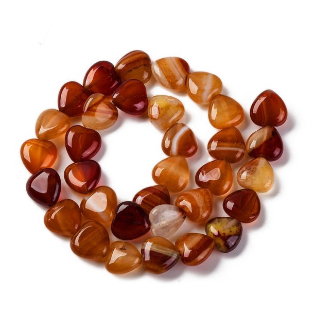 Achat, ganzer Strang, Herz, rtlichbraun, 13x12x6 mm, ca. 32 Stck