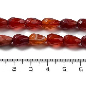 Agat, rotbraun, facettierter Tropfen, 10 x 7 mm, 4 Stck