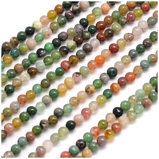 Achat, gemischte Naturfarben, gr&uuml;n und braun, ganzer Strang, rund, 3 mm, 120 Stk