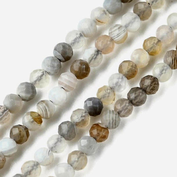Natural Botswana agate, whole strand, round faceted, 2 mm, approx. 197 pieces
