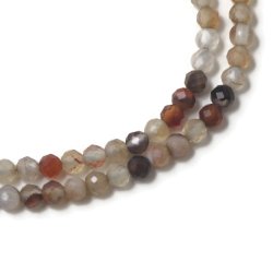 Natur-Achat, ganzer Strang, rund facettiert, 3 mm, ca. 134 St&uuml;ck