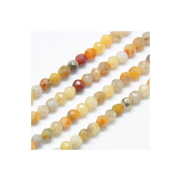 Achat, gemischte gelbliche Naturfarben, ganzer Strang, facettiert rund, 2 mm, 170 Stk.
