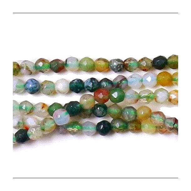 Dyed agate, mix green and brown, entire strand, faceted, round, 2mm ca. 170pcs