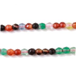 Achat, gemischte dunkle Farben, ganzer Strang, facettiert,rund, 2 mm, 190 Stk.