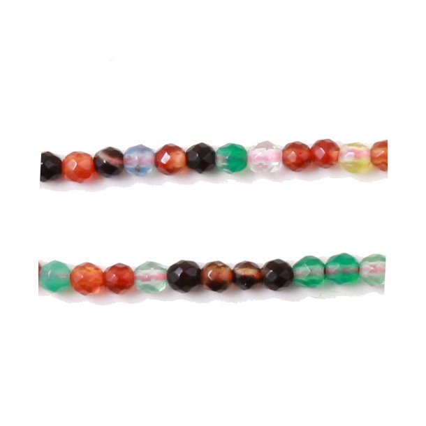 Dyed agate, mix of darker colors, entire strand, faceted round, 2mm. 190pcs.