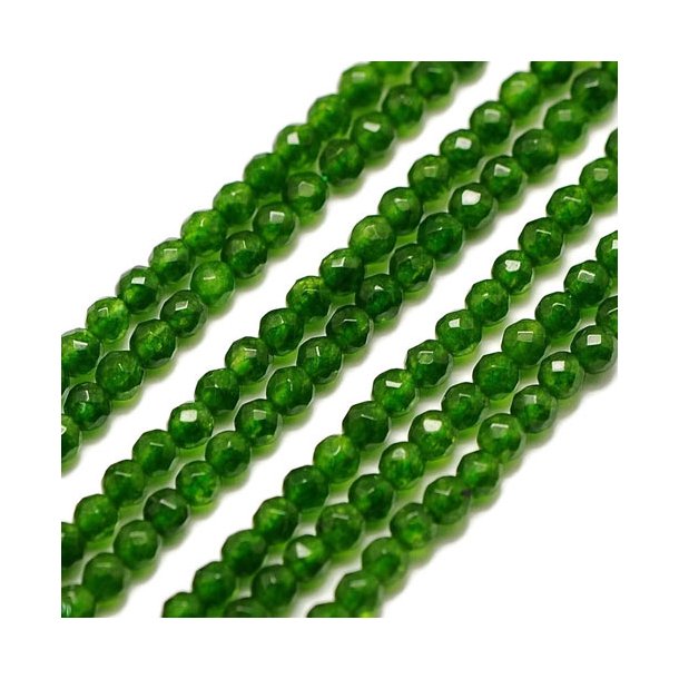 Dyed agate, seaweed-green, entire strand, faceted round, 2mm. 190pcs