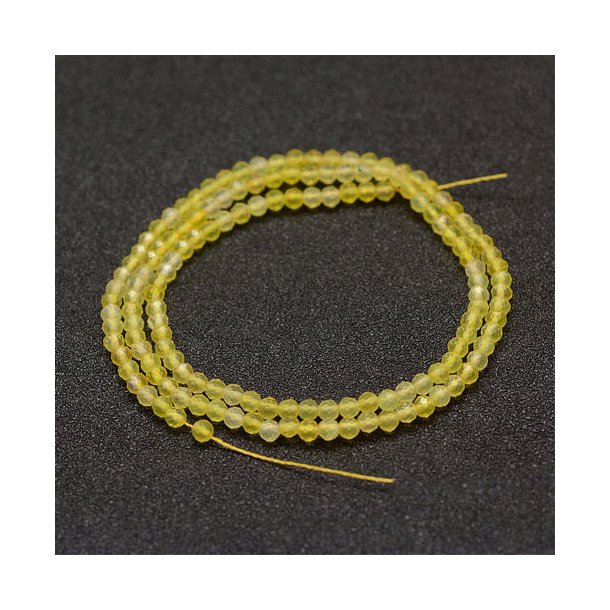 Agat, gul, hel streng, rund perle, facetteret, 3 mm, ca. 144 stk