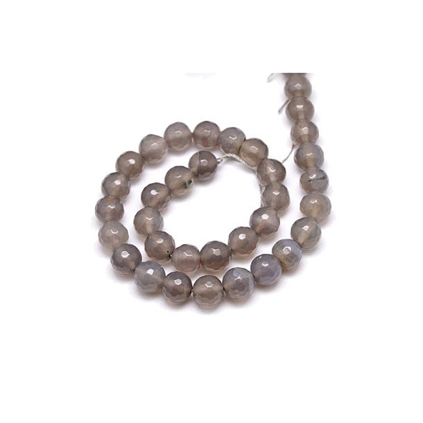 Grey agate, full strand, soft facetted bead, 10mm, 38 pcs.