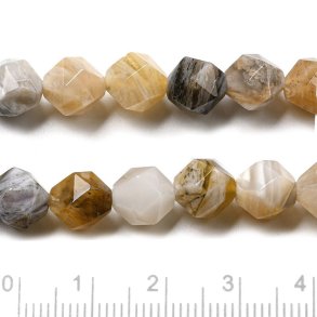 Bambusblatt-Achat, unregelm��ig facettiert, ca. 10x10 mm, 6 Stck