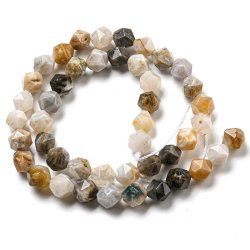 Bambusblatt-Achat, ganzer Strang, unregelm��ig facettierte Perle, ca. 10x10 mm, 35 Stck