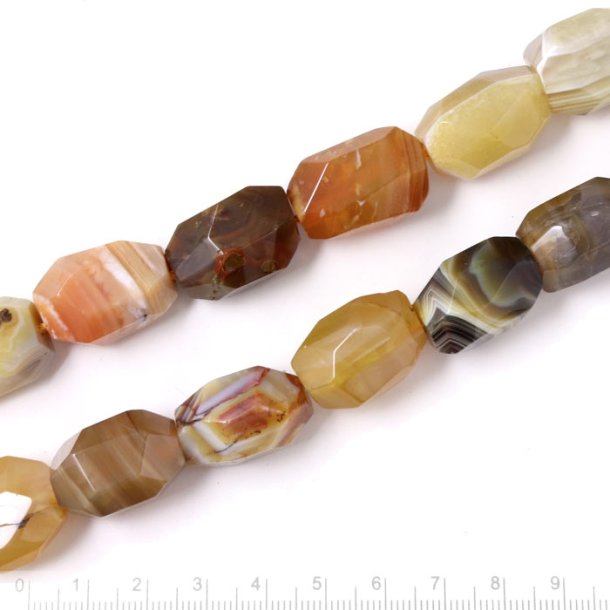 Botswana Agate, natural yellow and brownish shades, faceted nugget, 23x13mm, 4 pcs.