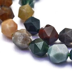 Indischer-Achat, unregelm��ig facettierte Perle, ca. 8x8 mm, 6 Stck