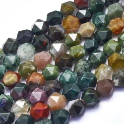 Indischer-Achat, unregelm��ig facettierte Perle, ca. 8x8 mm, 6 Stck
