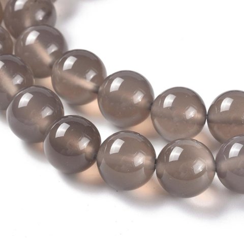 Grauer Achat, runde Perle, 10 mm, 6 Stk.