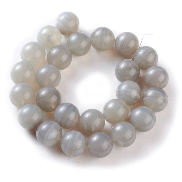 Grey agate, entire strand of beads, round, diameter 16mm, ca. 25 pcs.