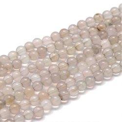 Grauer Achat, ganzer Strang, runde Perle, 4 mm, 90 Stk.