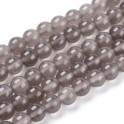 Grey agate, round bead, 8mm, 6pcs.