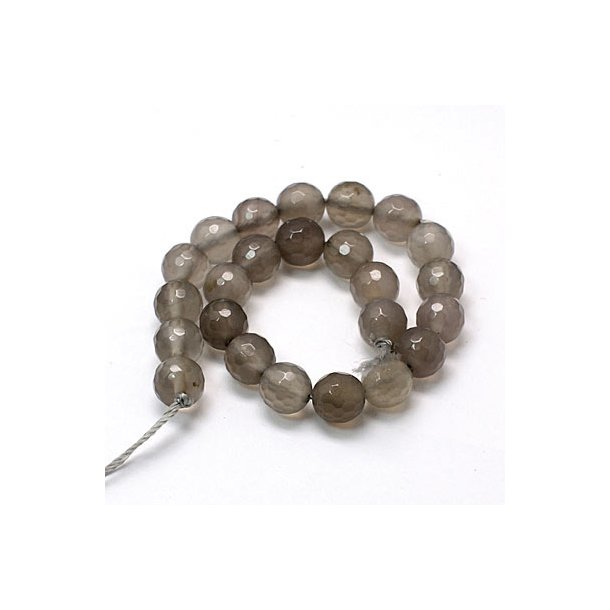 Grey agate, half strand, faceted bead, 12mm, 16pcs.