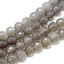 Grauer Achat, ganzer Strang, facettierte Perle, 4 mm, ca. 90 Stk.