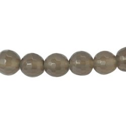 Grauer Achat, facettierte runde Perle, 8 mm, ca. 60 Stk