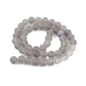 Grauer Achat, ganzer Strang, matt runde Perle, 10 mm, 39 Stk.