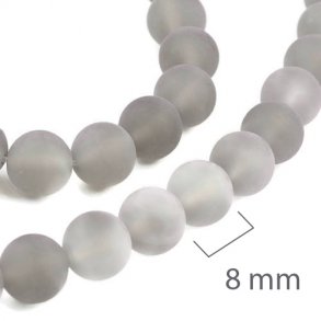 Grauer Achat, matt runde Perle, 8 mm, 6 Stk.