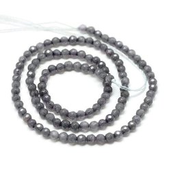 Achat, ganzer Strang, grau gef&auml;rbt, facettierte Perle, 3 mm, ca. 130 Stk.