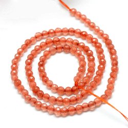 Achat, ganzer Strang, hell orange gef&auml;rbt, facettierte Perle, 3 mm, ca. 130 Stk.