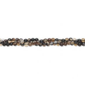 Black agate, entire strand of beads, small round bead, diameter 2mm, ca. 180 pcs