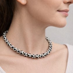 Black agate, turtle-back pattern, faceted, 8 mm, 6 pcs