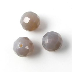Grauer Achat, facettierte runde Perle, Durchmesser 4 mm, 10 Stk