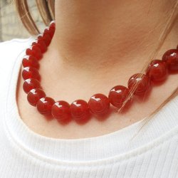 Carnelian, entire strand of beads, round, red-brownish, A-grade, 10mm, appx. 38pcs.