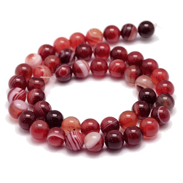 Dyed banded agate,  red, round, 6 mm. 10 pcs.