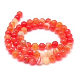 Band-Achat, Orange-rot, runde Perle, 6 mm, 10 Stk.