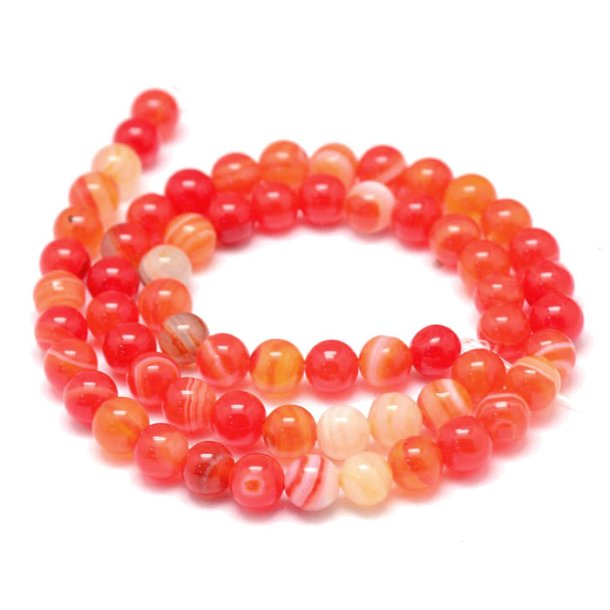 Band-Achat, ganzer Strang, Orange-rot, runde Perle, 6 mm, ca. 65 Stk.